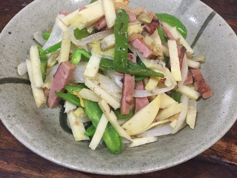 たけのことスパムの炒め物